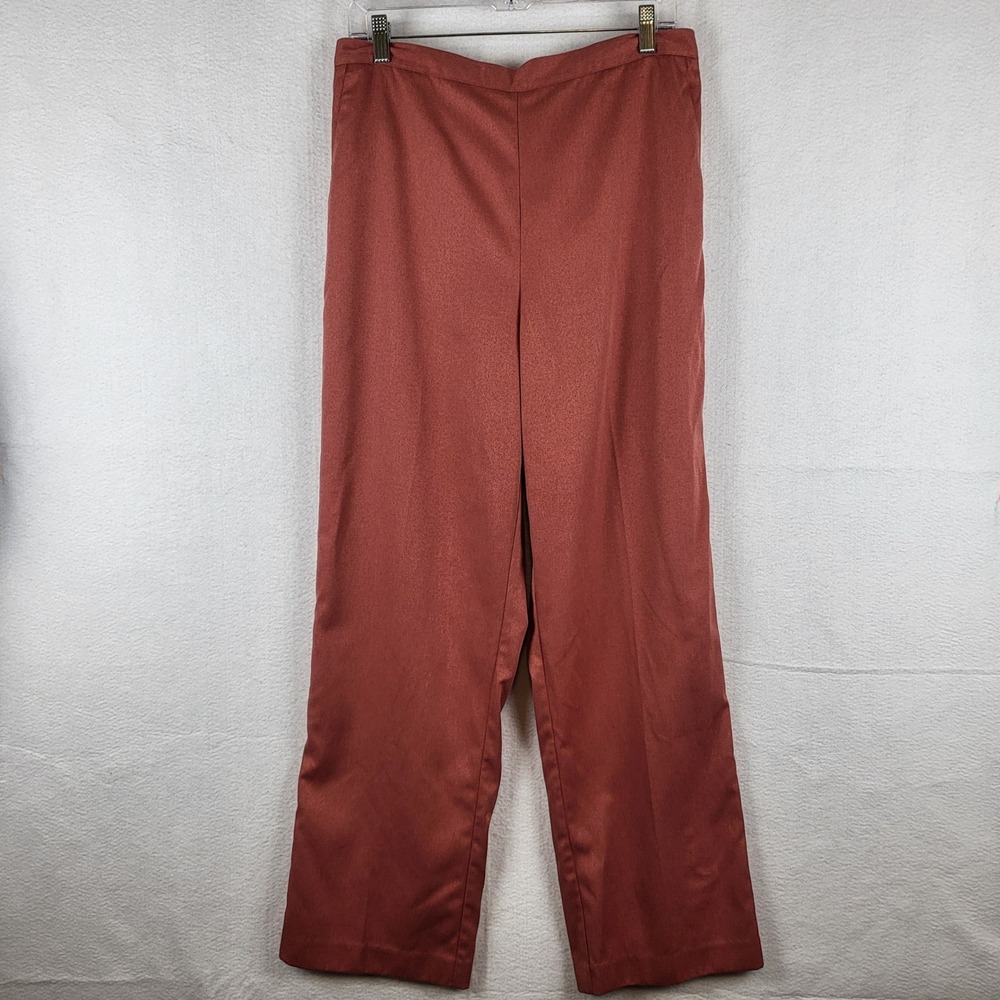 Alfred Dunner Womens Pants Size 14‎ Rust Orange Polyester Elastic Waist